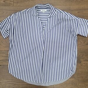 Madewell Navy and White Striped Casual Shirt